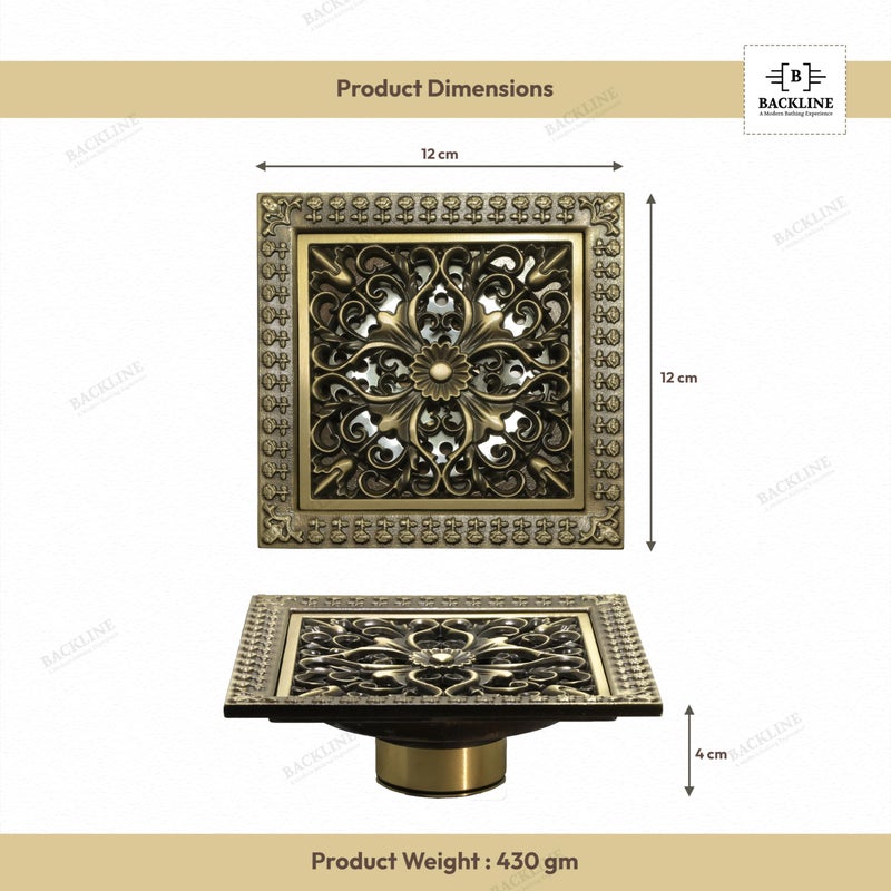 B BACKLINE ب باكلين مصفاة أرضية نحاسية لتصريف المياه في الحمام 5 × 5 بوصات (تشطيب عتيق 6) - Image 4