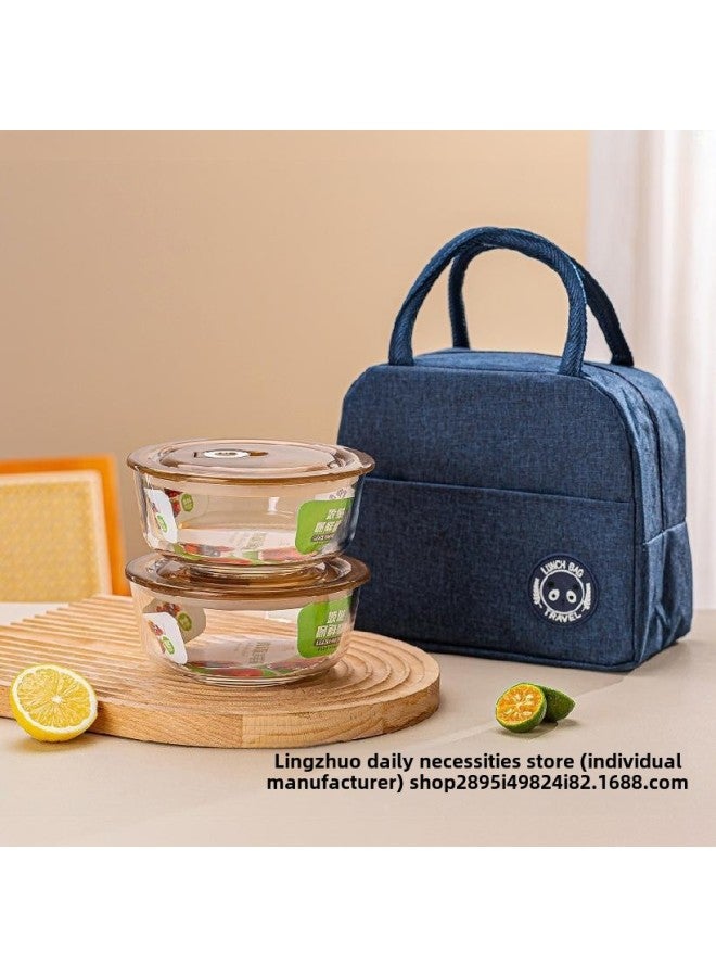 Qixiang Household Glass Preservation Bowl Two-piece Round Crisper Set With Lid Opening Promotional Event Gift Set-Specifications:Pressure Cover 650ml*2+cloth Bag+color Box, 12 Sets/box-Color:Please Take Photos Of 24 Sets Or More - Image 5