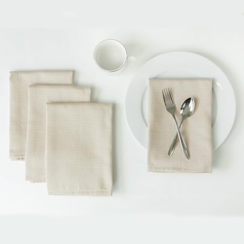 Benson Mills Cameron Textured Fabric Cloth Napkins, for Everyday Home Dining, Parties, Weddings & Holiday Tablecloths (18" x 18" Napkin Set of 4, Flax/Beige/Taupe) - Image 1