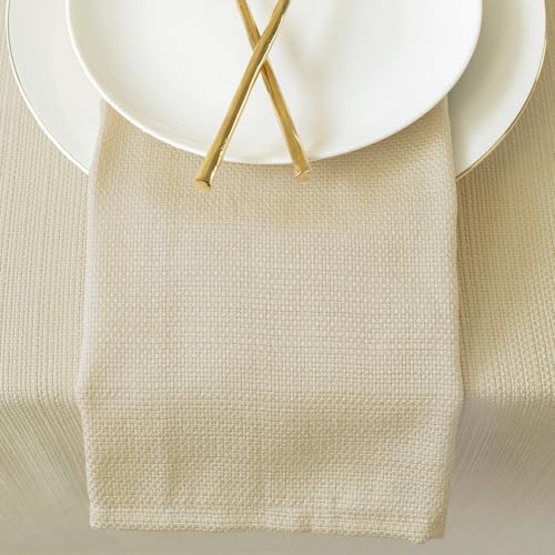Benson Mills Cameron Textured Fabric Cloth Napkins, for Everyday Home Dining, Parties, Weddings & Holiday Tablecloths (18" x 18" Napkin Set of 4, Flax/Beige/Taupe) - Image 3