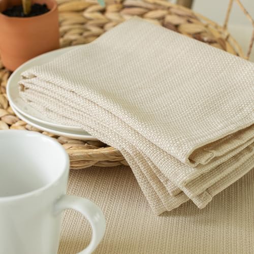 Benson Mills Cameron Textured Fabric Cloth Napkins, for Everyday Home Dining, Parties, Weddings & Holiday Tablecloths (18" x 18" Napkin Set of 4, Flax/Beige/Taupe) - Image 2