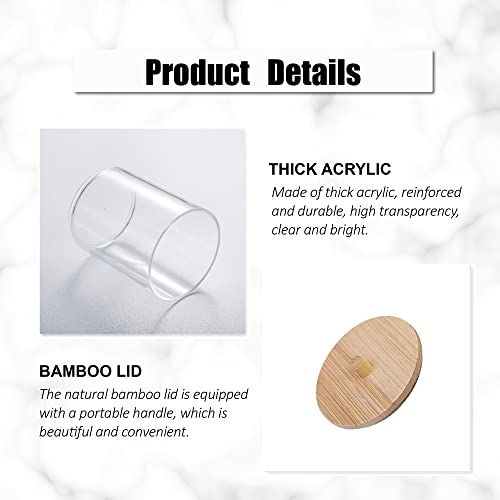 MKLZ 3 Pcs Qtip Holder and Cotton Round Pad Dispenser with Bamboo Lid, Small Clear Acrylic Containers for Cotton Swab/ball, Apothecary Jars Set for Bathroom/Restroom/Vanity/Makeup Storage Organizer - Image 2