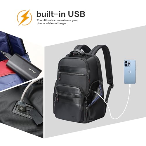 BOPai 30L Travel Backpack for Men Business Laptop Backpack 15.6 inch Computer bagpack with USB Charging Water-Resistant Rucksack Black - Image 3