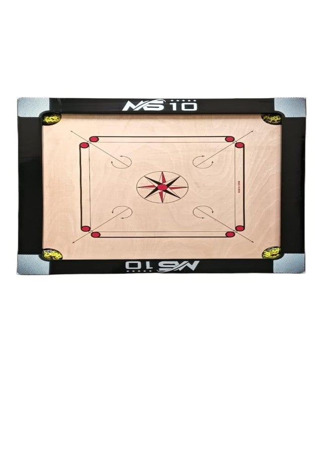 MS 10 MS10 Carrom Board for Adults, Full Size, Smooth Surface, Gloss Finish Board, 3 inch Border with Wooden Coins Striker and Magic boric Powder, Professional Carrom Board Cut Pocket (36 inch with Ludo) - Image 1