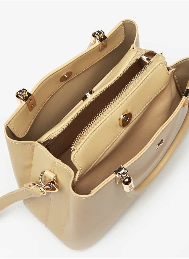 Flora Bella By Shoexpress Women Solid Tote Bag with Handles and Detachable Strap  - Image 5