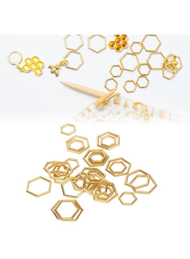 Hztyyier 30Pcs Hexagon Knitting Stitch Markers Lightweight Zinc Alloy Crochet Locking Needle Clip For Diy Sewing Weaving - Image 3