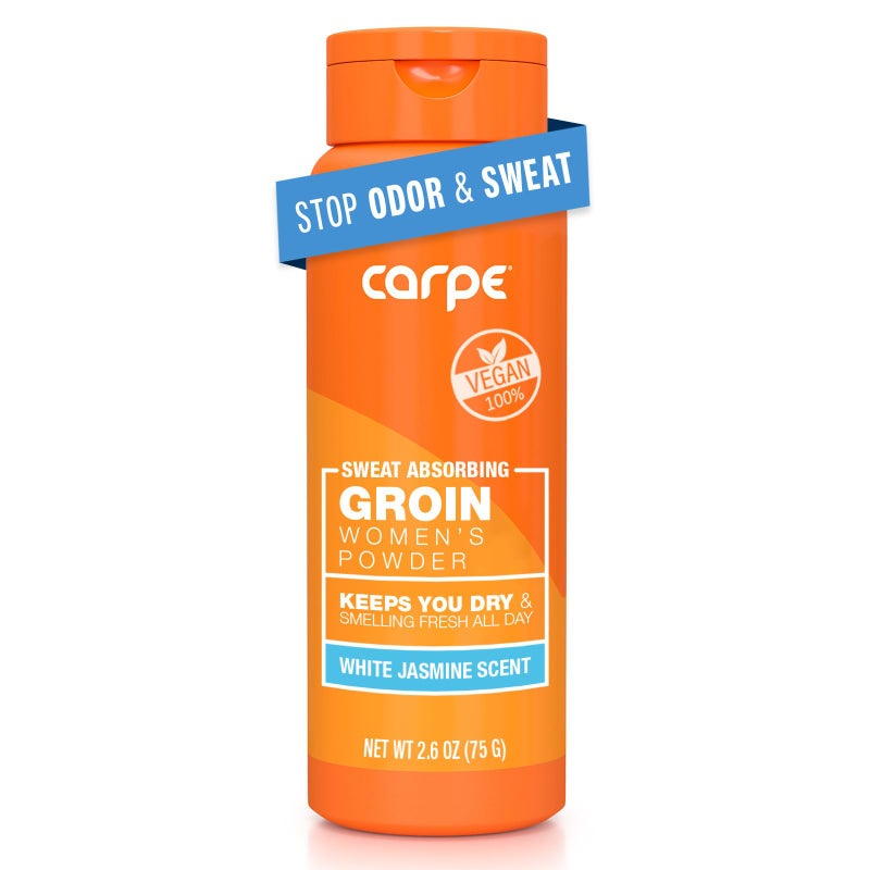 Carpe No-Sweat Groin Powder (For Women) - Designed for Maximum Sweat Absorption - Mess and Friction Free, Stop Chafing - Talc Free Powder Women’s Groin Powder - Image 1