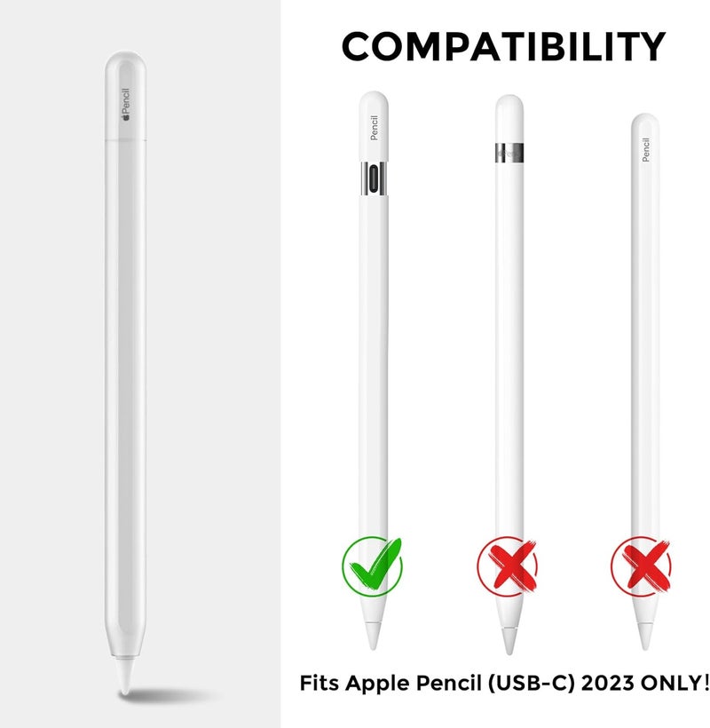أهاستايل حافظة سيليكونية لقلم Apple Pencil (USB-C) 2023، طبقة واقية رقيقة جدًا، مانعة للانزلاق، متوافقة مع قلم Apple Pencil USB-C (اللون الشفاف) - Image 2