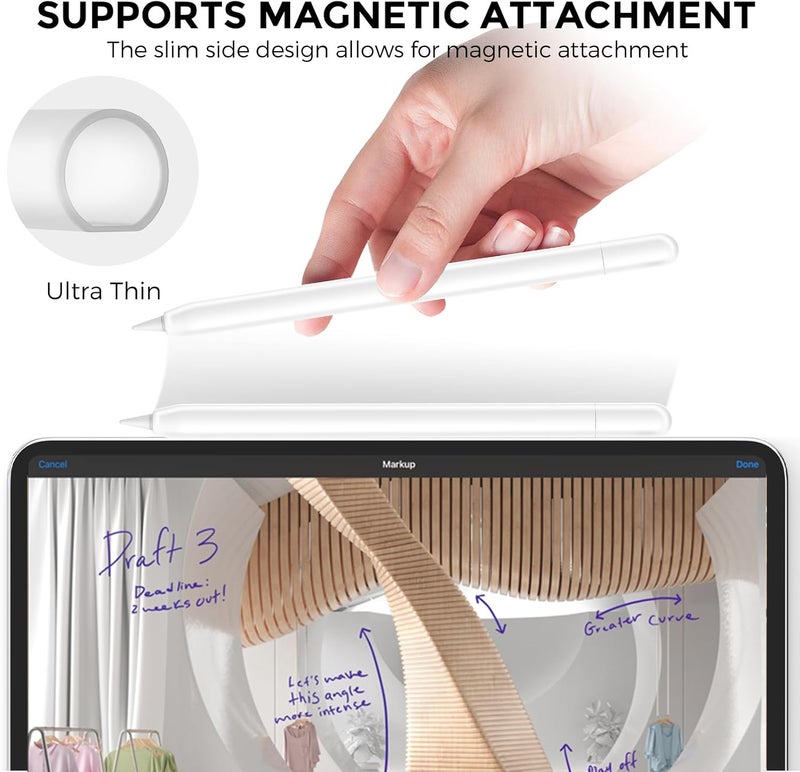 أهاستايل حافظة سيليكونية لقلم Apple Pencil (USB-C) 2023، طبقة واقية رقيقة جدًا، مانعة للانزلاق، متوافقة مع قلم Apple Pencil USB-C (اللون الشفاف) - Image 3