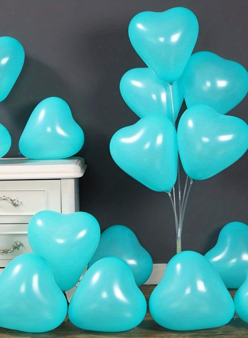 15pcs Light Blue Heart Balloons – 10inch Latex Balloons for Weddings, Engagements, Graduations & Birthday Party Decorations