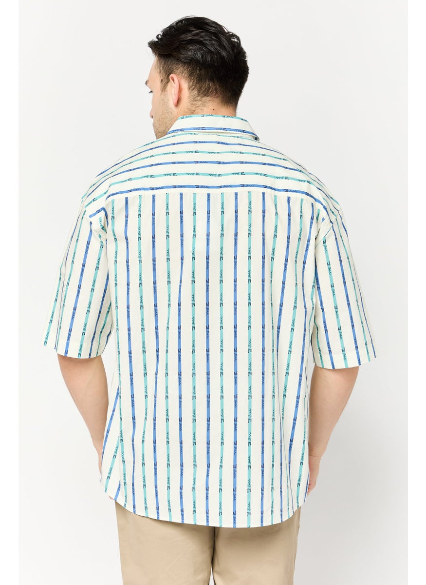 SELECTED Men Regular Fit Stripes Short Sleeves Casual Shirt, Multiocolor  - Image 4