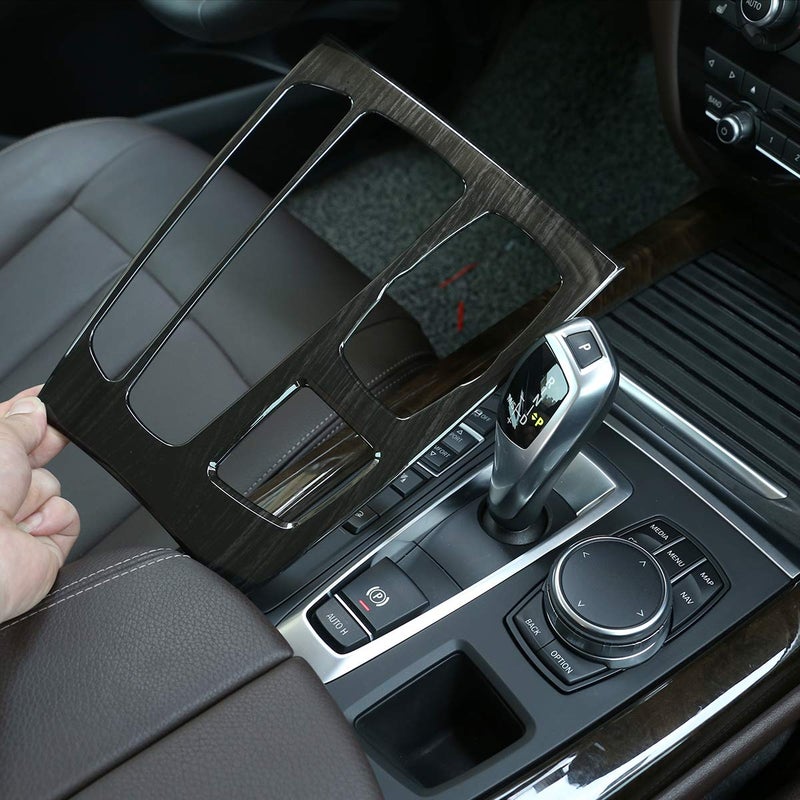 CHEYA Car Center Gear Shift Panel Cover Frame Trim for BMW X5 F15 20142018X6 F16 20152018 Left Hand Drive Black Wood Grain