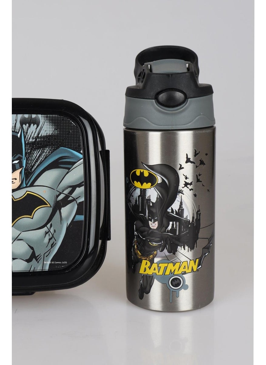 Batman New Season Licensed 500 ml Steel Water Bottle and Lunch Box Dinner Set  - Image 4
