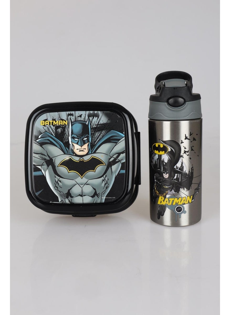 Batman New Season Licensed 500 ml Steel Water Bottle and Lunch Box Dinner Set  - Image 1