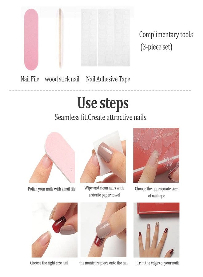 Sunkizzrs® Nails Extension Kit Artificial Nail（Pack of 24）Press On Nails Everlasting French Tip False Nails Acrylic Full Fake Nail Tips Art Set With Nail Adhesive Stickers & Nail File(Style A) - Image 5