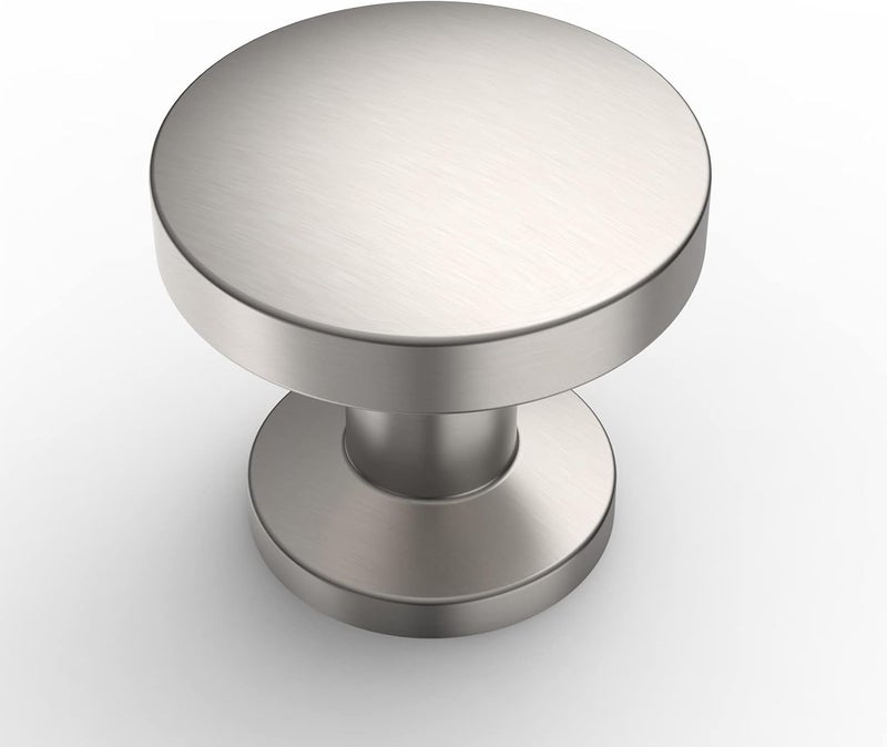 Amerdeco 10 Pack Brushed Satin Nickel Cabinet Knobs 1.2 Inch(30mm) Single Hole Cabinet Handles Round Dresser Knobs Drawer Knob for Bathroom Cabinets - Image 1