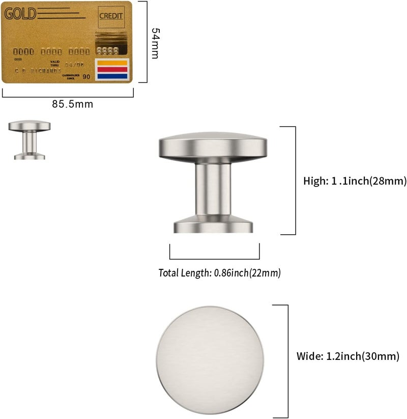 Amerdeco 10 Pack Brushed Satin Nickel Cabinet Knobs 1.2 Inch(30mm) Single Hole Cabinet Handles Round Dresser Knobs Drawer Knob for Bathroom Cabinets - Image 5