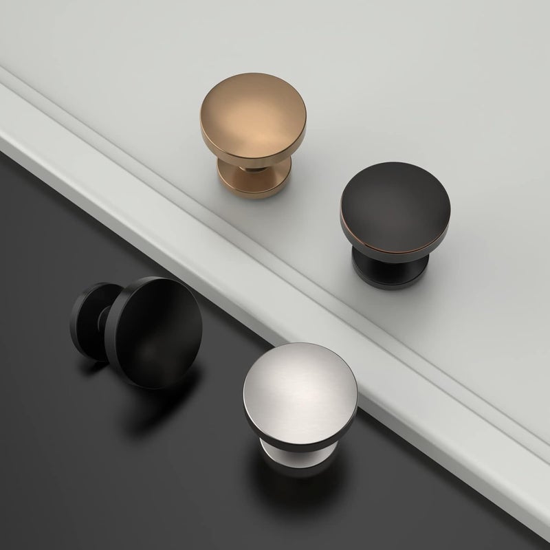 Amerdeco 10 Pack Brushed Satin Nickel Cabinet Knobs 1.2 Inch(30mm) Single Hole Cabinet Handles Round Dresser Knobs Drawer Knob for Bathroom Cabinets - Image 2