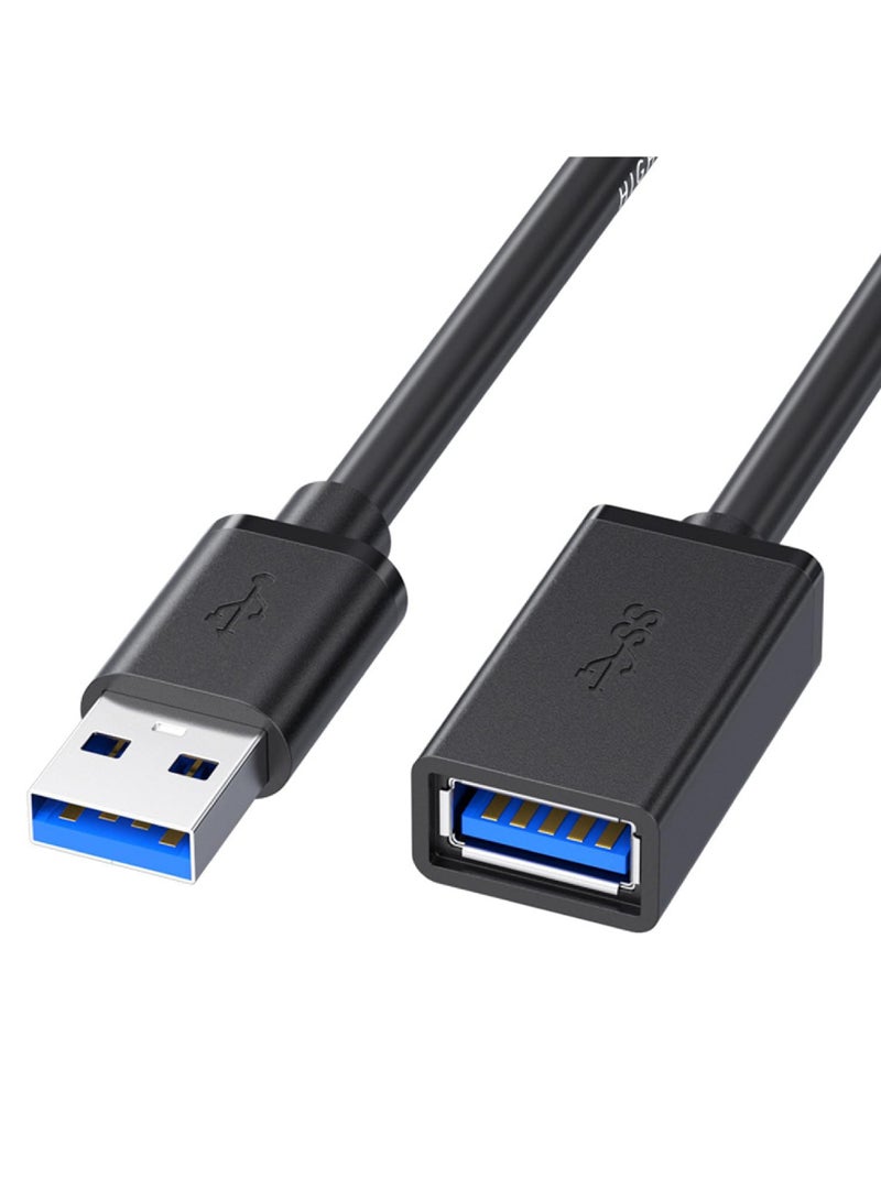 Rock Pow 2 Pack of 10FT Black USB 3.0 Extension Cable Type A Male to Female Extension Cord for USB Keyboard Mouse Flash Drive Hard Drive Printer  - Image 1