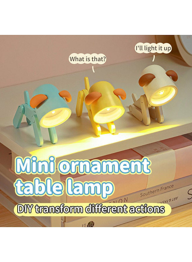 Cartoon Night Light Kid Lamp Mini Dog LED Desk Lamps Cute DIY Portable with Adjustable Phone Holder for Kids Students Bedroom Bookends Nursery Room