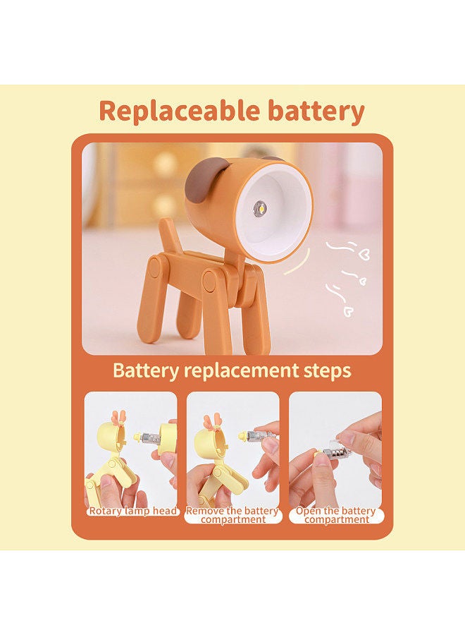 Cartoon Night Light Kid Lamp Mini Dog LED Desk Lamps Cute DIY Portable with Adjustable Phone Holder for Kids Students Bedroom Bookends Nursery Room  - Image 3