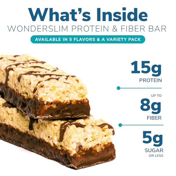 Wonderslim High Fiber Protein Bars, Fluffy Nutter | 15g Protein, 7g Fiber | Low Sugar, Low Carb | Healthy Indulgence | Satisfying, Supports Energy & On-the-Go Convenience, 7 Pack - Image 3