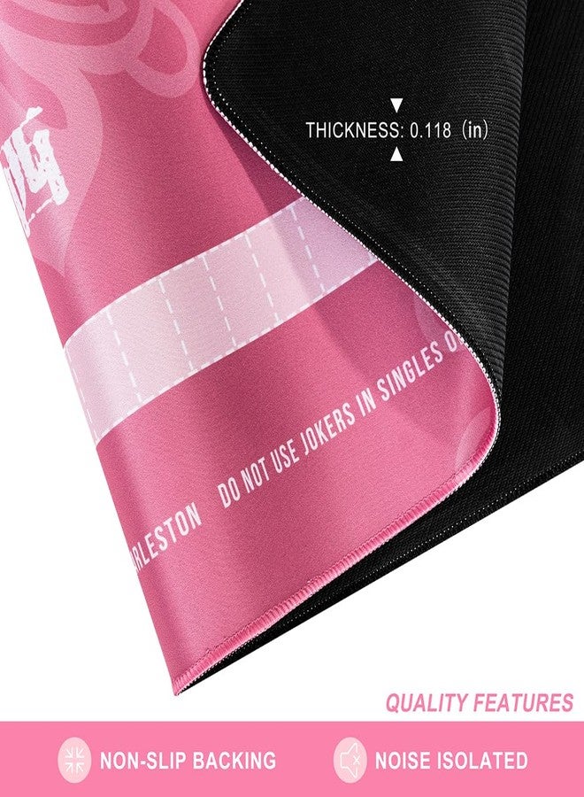 TANSOREX Mahjong Mat for Table with Printed American Rules & Carry Bag, 32.4x32.4 Inch Non-Slip Silent Tabletop Gaming Mat for American Mahjong & Tile Games (Pink) - Image 2