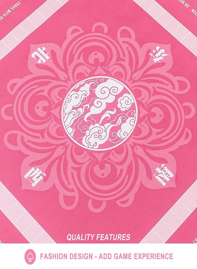 TANSOREX Mahjong Mat for Table with Printed American Rules & Carry Bag, 32.4x32.4 Inch Non-Slip Silent Tabletop Gaming Mat for American Mahjong & Tile Games (Pink) - Image 5