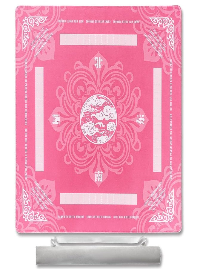 TANSOREX Mahjong Mat for Table with Printed American Rules & Carry Bag, 32.4x32.4 Inch Non-Slip Silent Tabletop Gaming Mat for American Mahjong & Tile Games (Pink) - Image 1