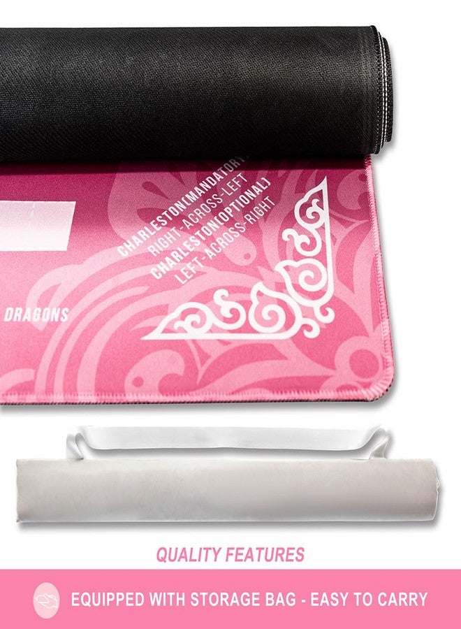 TANSOREX Mahjong Mat for Table with Printed American Rules & Carry Bag, 32.4x32.4 Inch Non-Slip Silent Tabletop Gaming Mat for American Mahjong & Tile Games (Pink) - Image 4