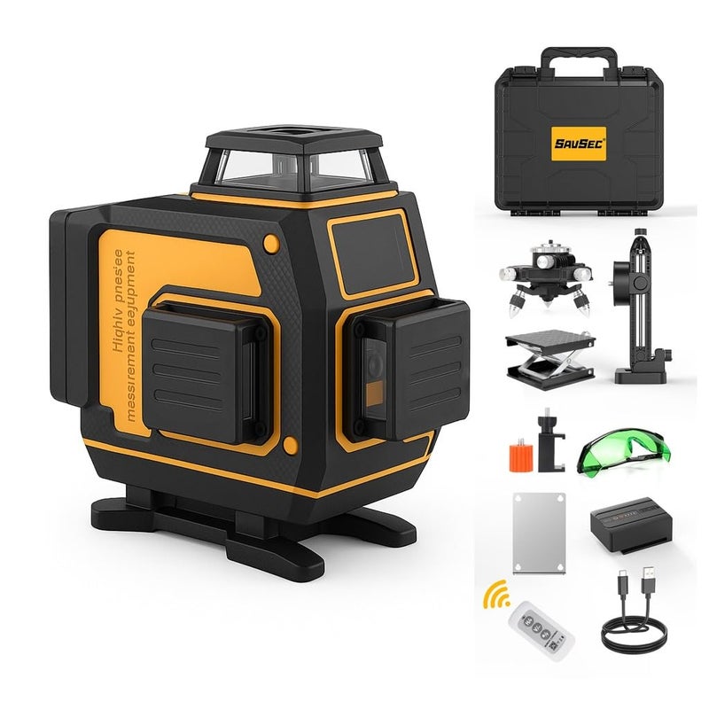 Tomahawk ® HPE-6066 مستوى ليزر أخضر 16 خط احترافي، 4x360° 4D خط عرض ليزر أخضر للبناء، وضع نبض مستوى عمودي/أفقي 360° وجهاز تحكم عن بعد - Image 1