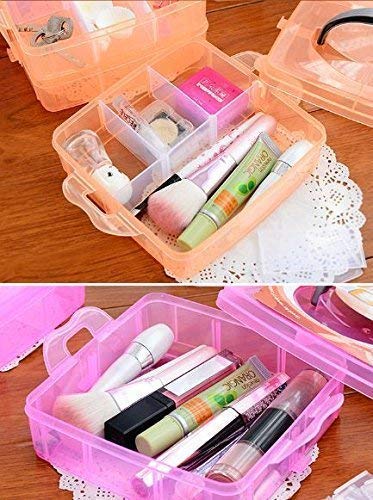 WOLBLIX 3 Layer Cube Shape Portable Plastic Makeup Cosmetic Desktop Storage Chest Drawer Cabinet Box Holder with Collapsible Partitions Square BoxTransparent Color - Image 5
