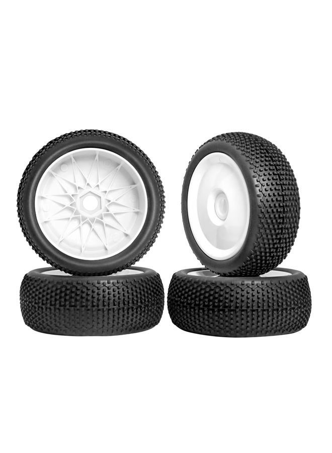 RC Station 4PCS Preglued 17mm hex Wheels and Tires 1/8 Scale RC Buggy RC Tires and Wheels with Foam Inserts 1/8 RC Buggy Tires and Wheels for Typhon, Redcat, Team, Losi, HPI, HPS, 4PCS-White - Image 1