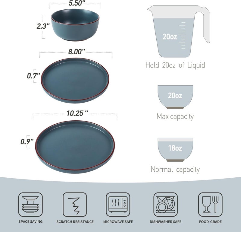 Famiware Mercury Plates and Bowls Sets 18 Pieces Stoneware Dinnerware Sets Dishes Set for 6 Microwave and Dishwasher Safe Charcoal - Image 3