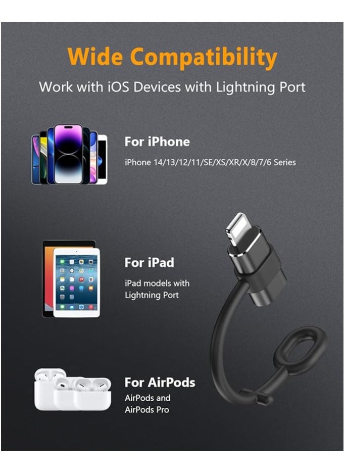 erorex - USB C to Lightning Adapter-2 Pack, 27W PD Fast Charging for iPhone 14/13/12/11,for iPad Pro/Air/Mini,for AirPods,Support Data Sync,Not for Headphone/Audio/OTG,with Anti-Lost Loop, Black - Image 1