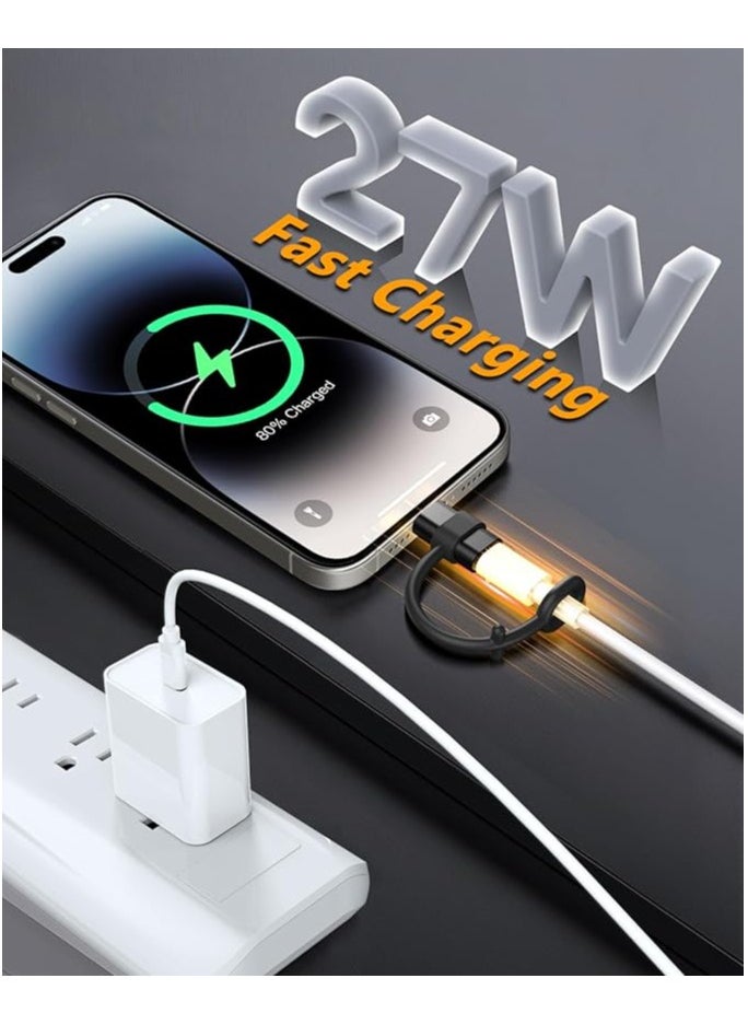 erorex - USB C to Lightning Adapter-2 Pack, 27W PD Fast Charging for iPhone 14/13/12/11,for iPad Pro/Air/Mini,for AirPods,Support Data Sync,Not for Headphone/Audio/OTG,with Anti-Lost Loop, Black - Image 1