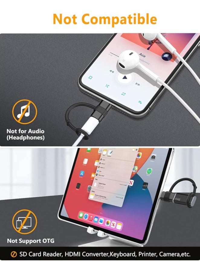 erorex - USB C to Lightning Adapter-2 Pack, 27W PD Fast Charging for iPhone 14/13/12/11,for iPad Pro/Air/Mini,for AirPods,Support Data Sync,Not for Headphone/Audio/OTG,with Anti-Lost Loop, Black - Image 1