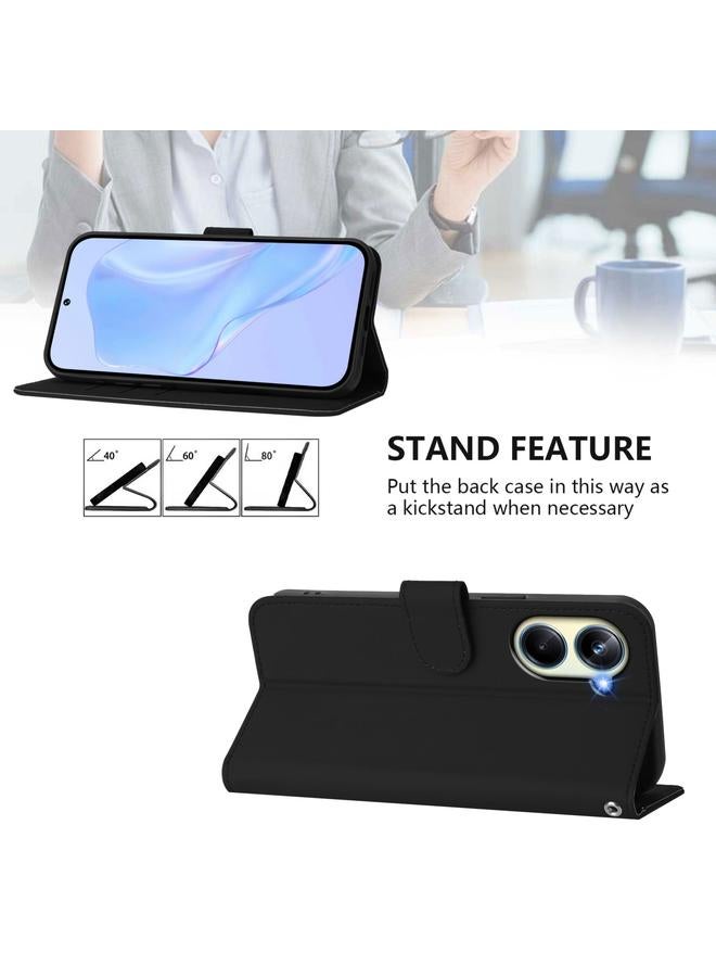 إيروريكس جراب لهاتف Realme 10 Pro 5G مصنوع من الجلد بلون سادة مع حبل - Image 3