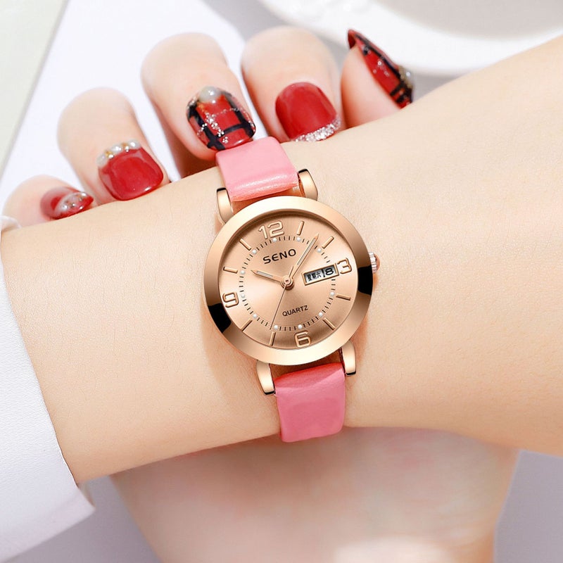 Hot-Selling Women's Quartz Watch with Luminous Display, Waterproof and Dual Calendar