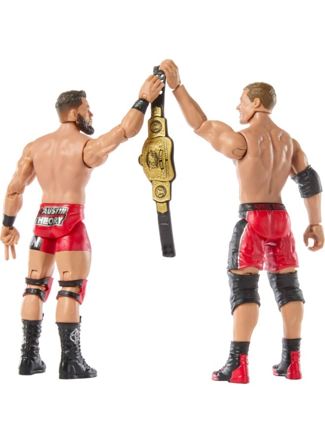 WWE Main Event Showdown 2-Pack Action Figures – Austin Theory & Grayson Waller Collectible Set with Accessory, 6-Inch Figures - Image 3