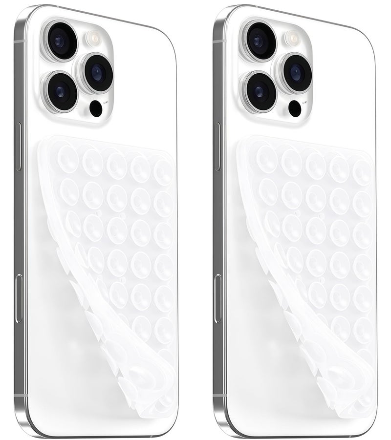 AZXYI Anteel 2 Pack Silicone Suction Cup Phone Case Mount Double Sided, Non Slip Phone Accessories for Cellphone, Hands-Free Strong Grip Silicon Phone Holder for Selfies and Videos (Translucent) - Image 1