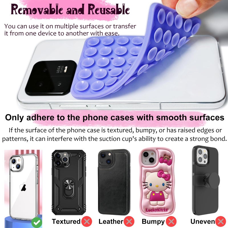 AZXYI Anteel 2 Pack Silicone Suction Cup Phone Case Mount Double Sided, Non Slip Phone Accessories for Cellphone, Hands-Free Strong Grip Silicon Phone Holder for Selfies and Videos (Translucent) - Image 4