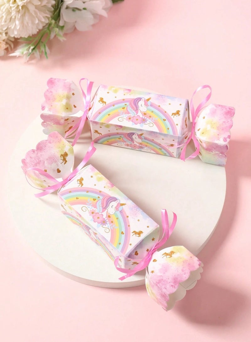 Eid Gifts 6 boxes 8*20cm unicorn design foldable with elegant ribbon tie ideal for gifts and giveaways for children on Eid, birthdays and nature lovers. - Image 4