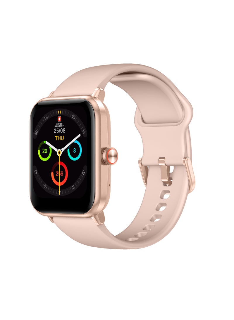 SWISS MILITARY - Alps Smart watch,100 Songs Storage, Heart Rate/Stress/BP/Oxygen level Monitoring, Water Resistance: IP67, Battery Life 5to7 Days, Compatibility: IOS/Android-Pink - Image 1