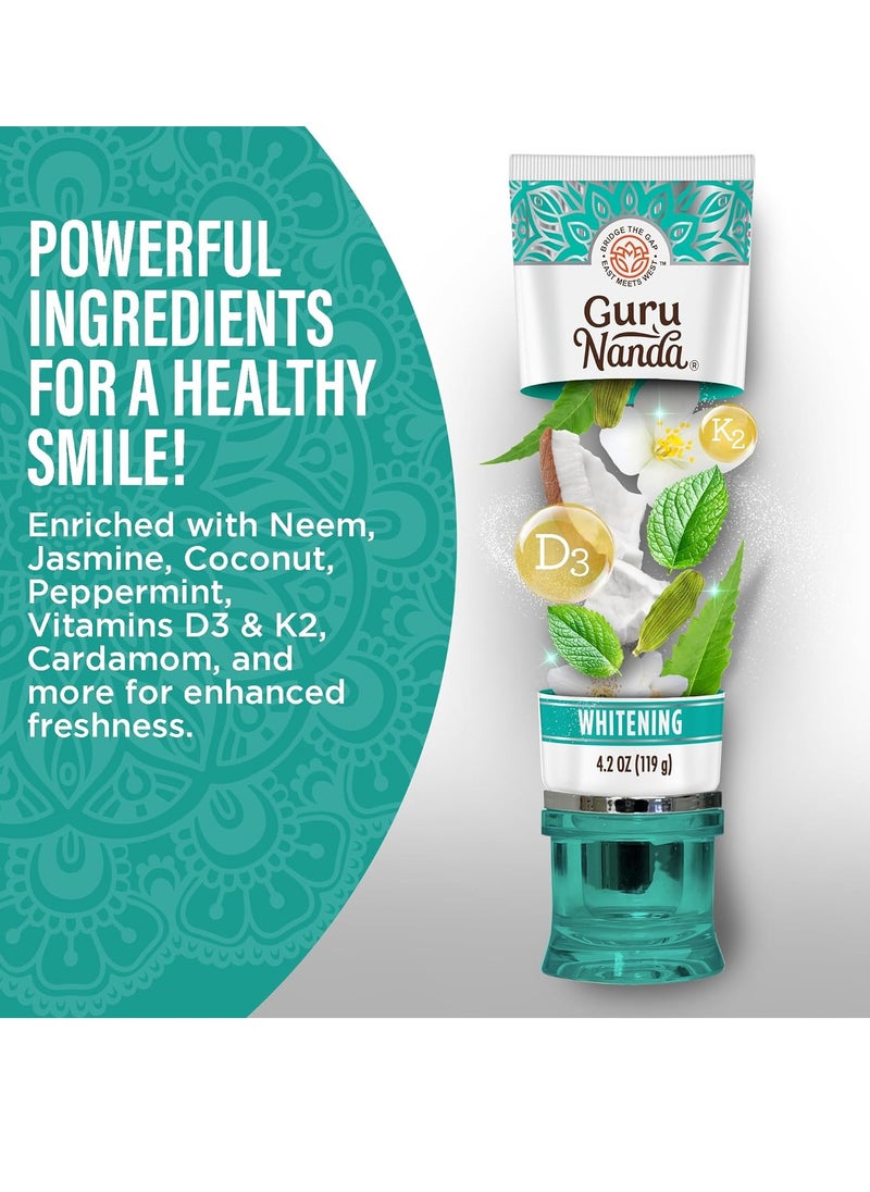 GuruNanda GuruNanda Hydroxyapatite Toothpaste, SLS & Fluoride Free, Whitening Toothpaste - Freshens Breath, Fights Plaque - Natural CocoMint Jasmine Neem, 4.2oz  - Image 4
