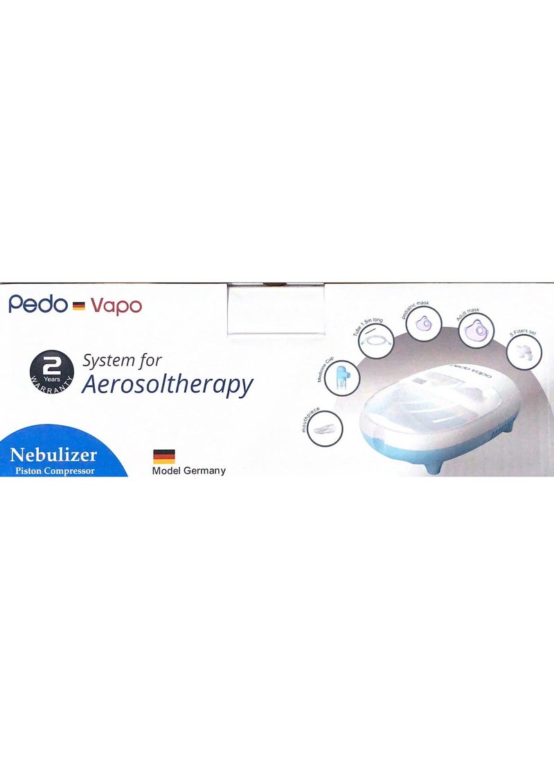 Pedo - Vapo VP-C6 Piston Compressor Nebulizer for Aerosol Therapy from Pedo | Effective for Asthma, Bronchitis, COPD, & More | Includes Masks & Accessories | Compact Design - Image 1