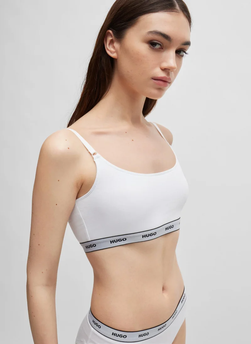 HUGO Two-pack of stretch-cotton bralettes with logo bands