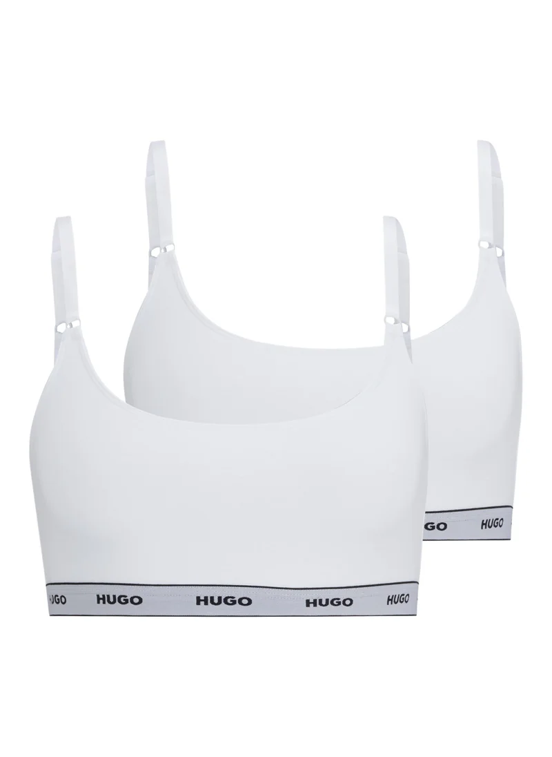 HUGO Two-pack of stretch-cotton bralettes with logo bands