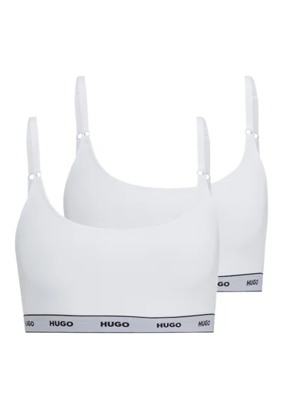 HUGO Two-pack of stretch-cotton bralettes with logo bands
