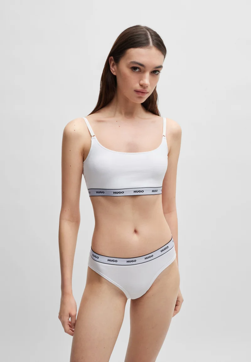 هوجو طقم قطعتين من حمالات الصدر القطنية المطاطية بشعار الماركة